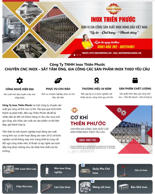 Gia công CNC Inox Thiên Phước